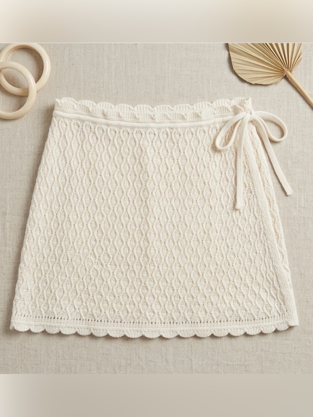 Future Collective Cream Crochet Circle Skirt